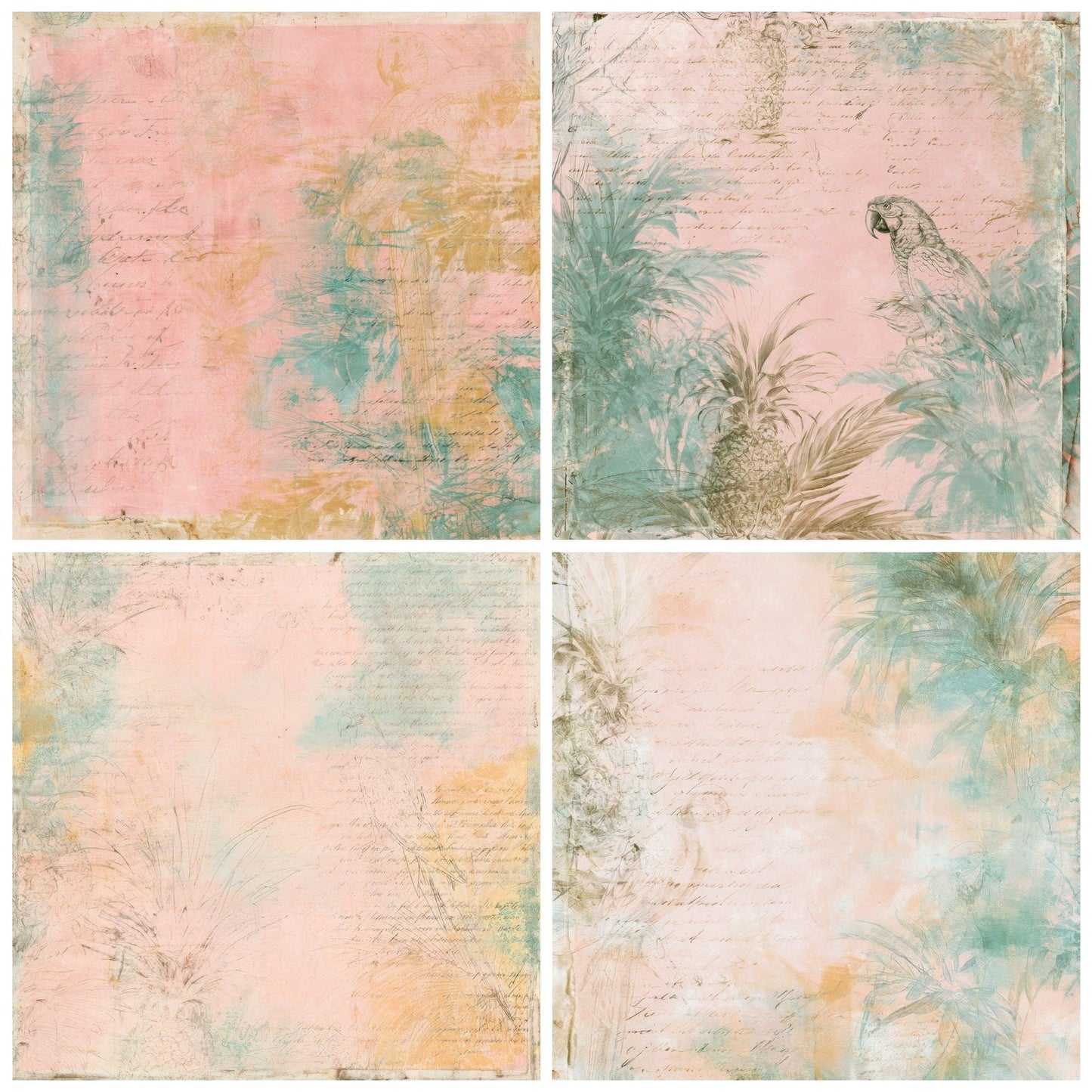 Tropical Pineapple Pink Teal Digital Paper Pack (DDD016424)