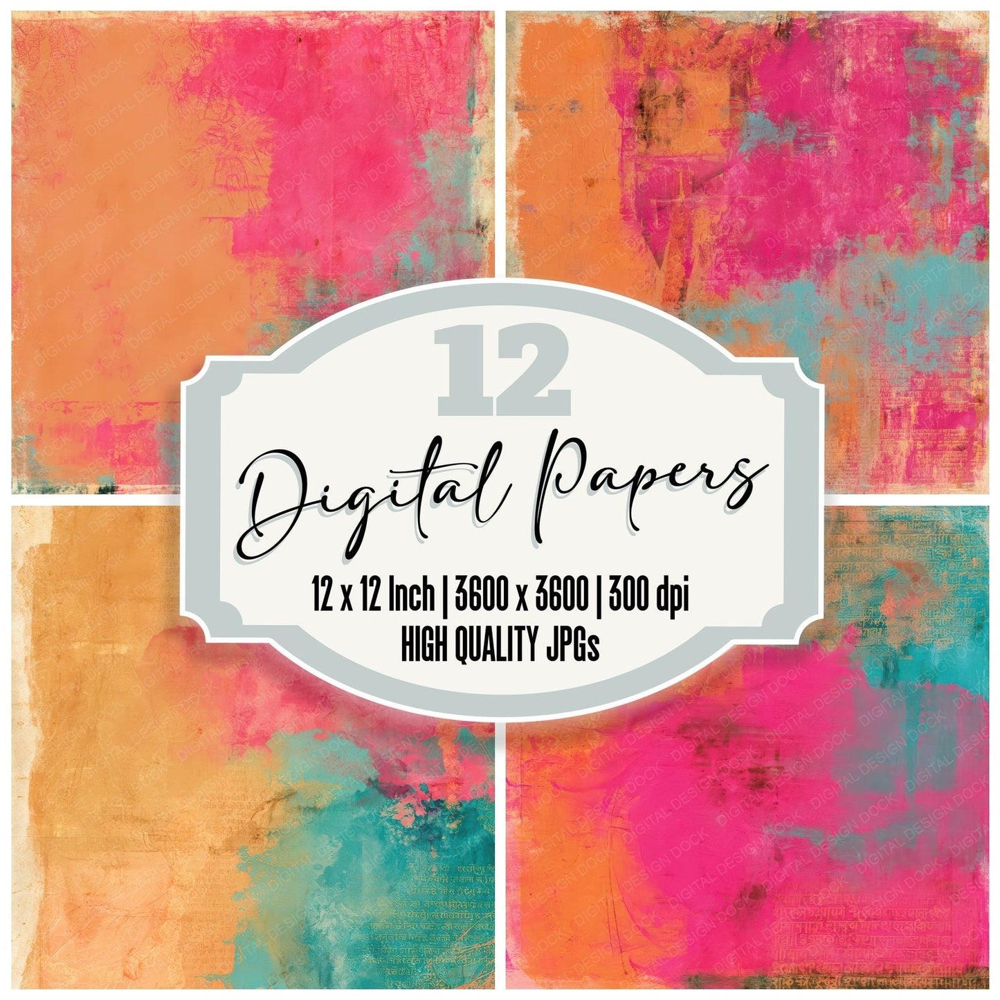 Bollywood Dancer Saffron Fuchsia Digital Paper Pack (DDD016425)