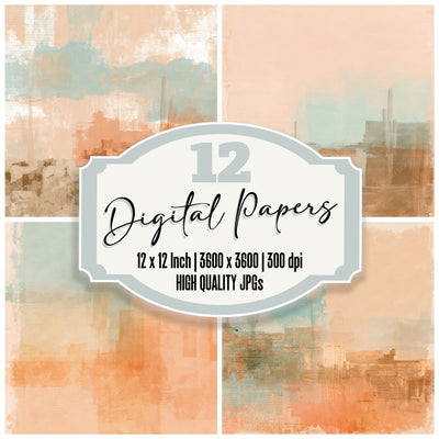 Desert Saguaro Terracotta Turquoise Digital Paper Pack (DDD016429)
