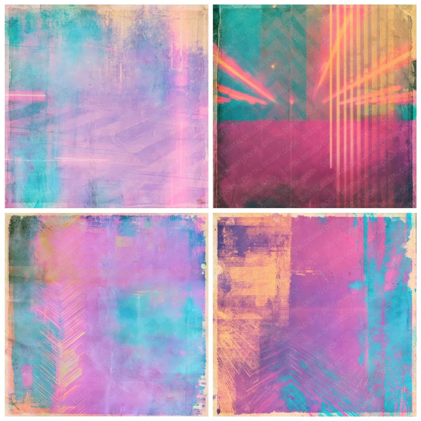 Roller Disco Chevron Violet Turquoise Digital Paper Pack (DDD016440)