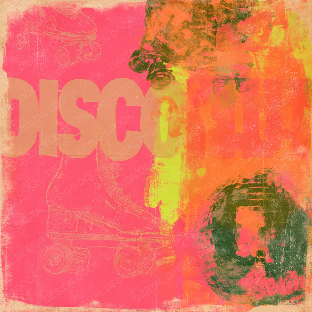 Roller Disco Skates Pink Lime Digital Paper Pack (DDD016442)