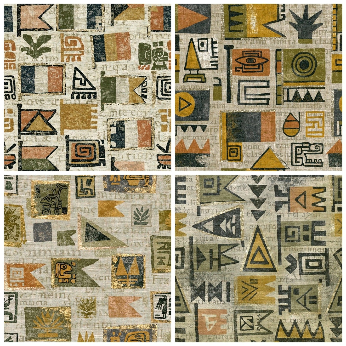 Aztec Glyph Flags Ochre Linen Digital Paper Pack (DDD016445)