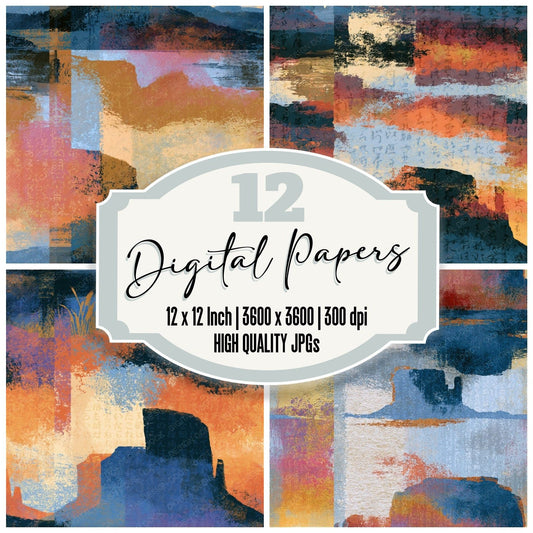 Expressionist Mesa Buttes Champagne Seamless Digital Paper Pack (DDD016446)