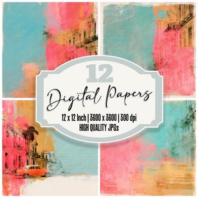 Havana Car Turquoise Flamingo Digital Paper Pack (DDD016450)