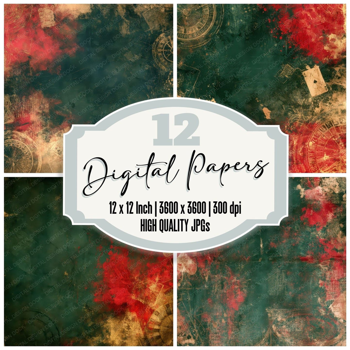 Speakeasy Cards Emerald Ruby Digital Paper Pack (DDD016461)
