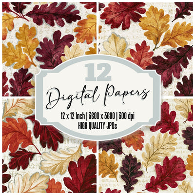 Beatrix Potter Oak Leaves Merlot Seamless Digital Paper Pack (DDD016466)