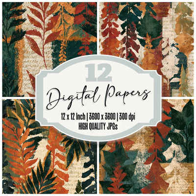 Bohemian Foxglove Rust Moss Seamless Digital Paper Pack (DDD016467)