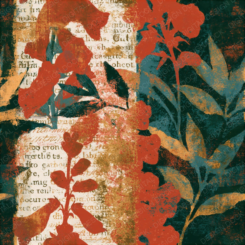 Bohemian Foxglove Rust Moss Seamless Digital Paper Pack (DDD016467)
