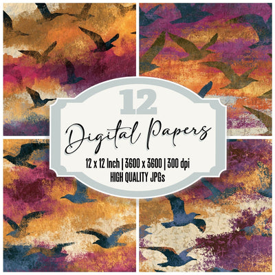 Impressionist Gull Amber Magenta Digital Paper Pack (DDD016470)