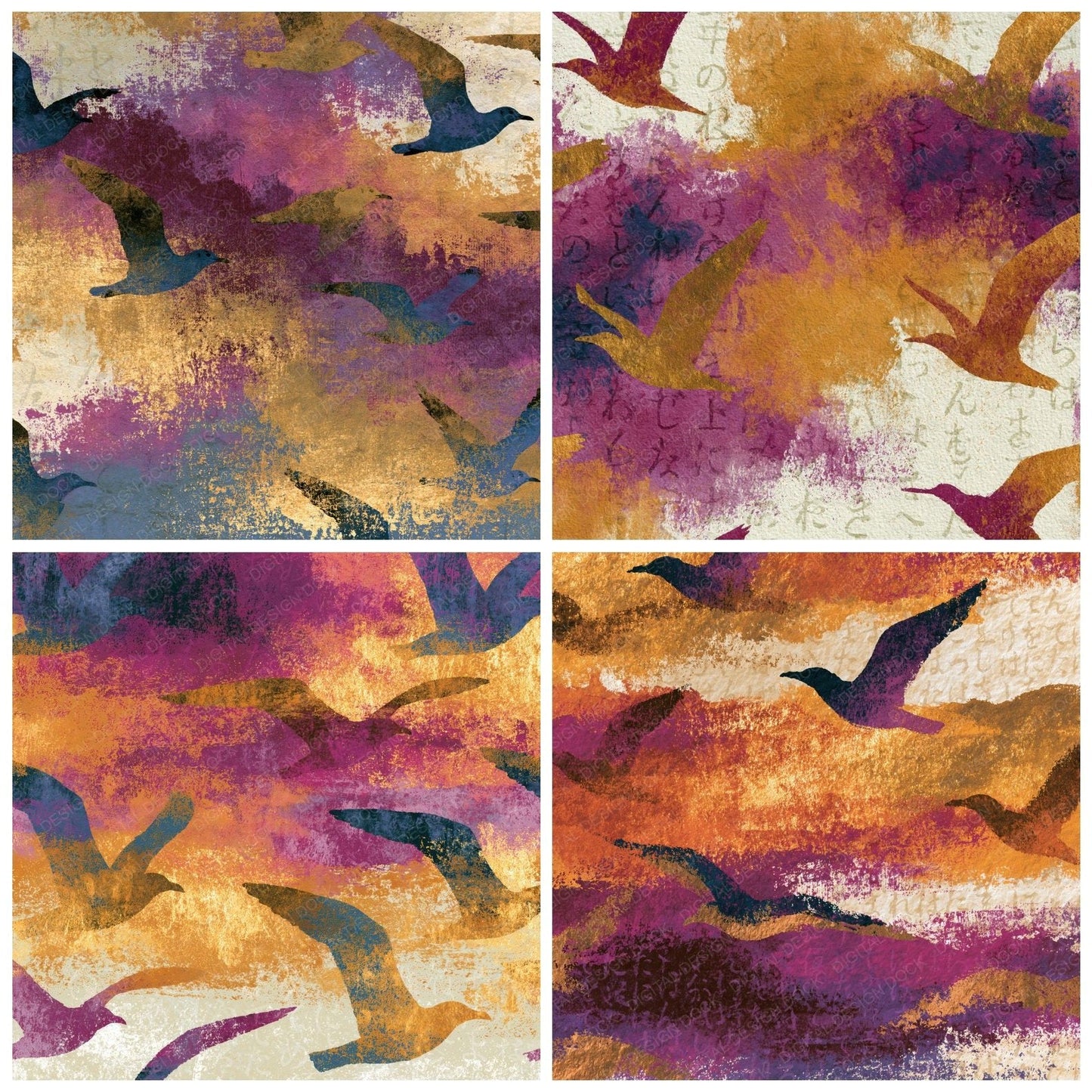 Impressionist Gull Amber Magenta Digital Paper Pack (DDD016470)