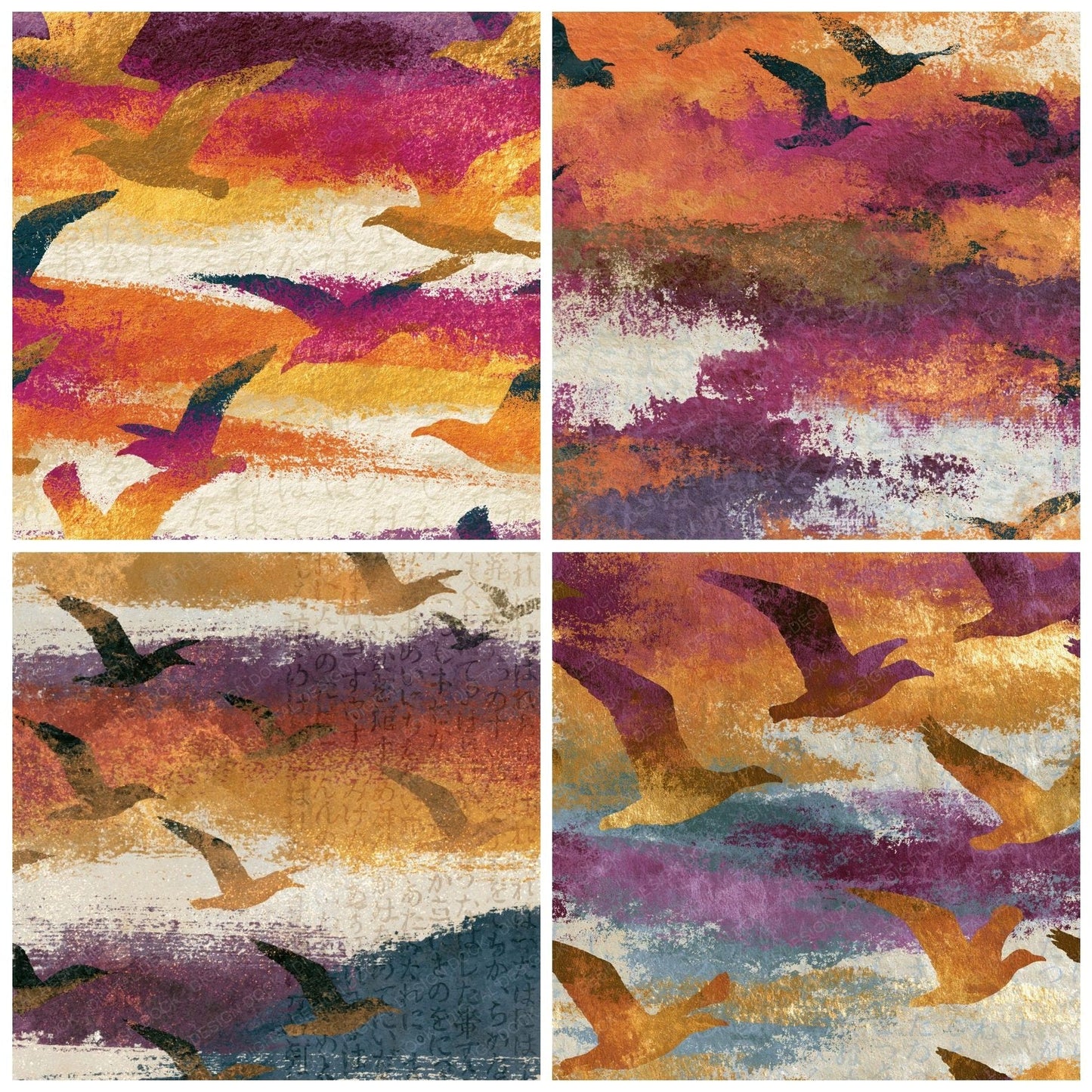 Impressionist Gull Amber Magenta Digital Paper Pack (DDD016470)