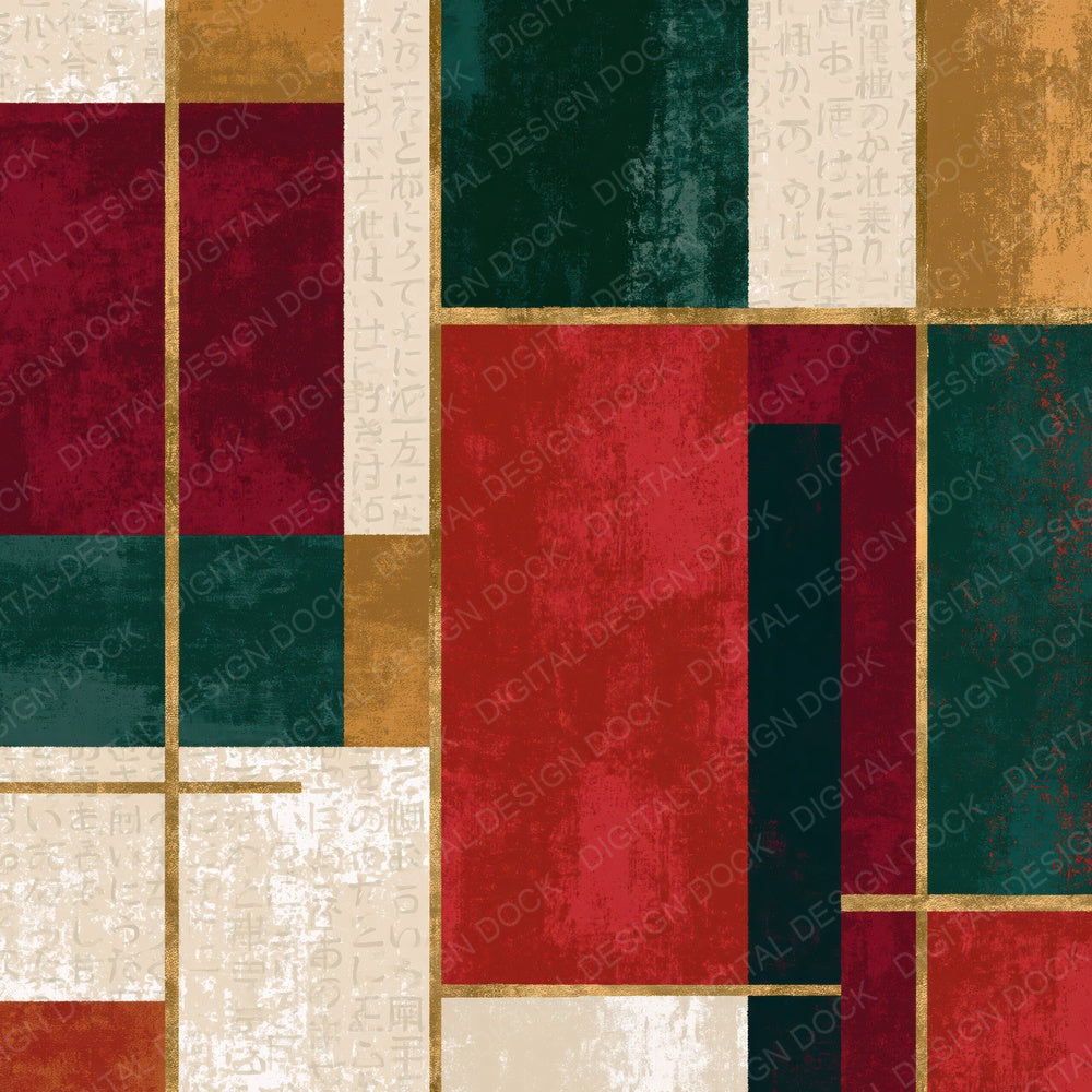 Mid Century Wine Evergreen Abstract Digital Paper Pack (DDD016474)