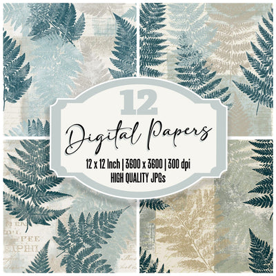 Scientific Fern Fronds Sea Glass Seamless Digital Paper Pack (DDD016479)