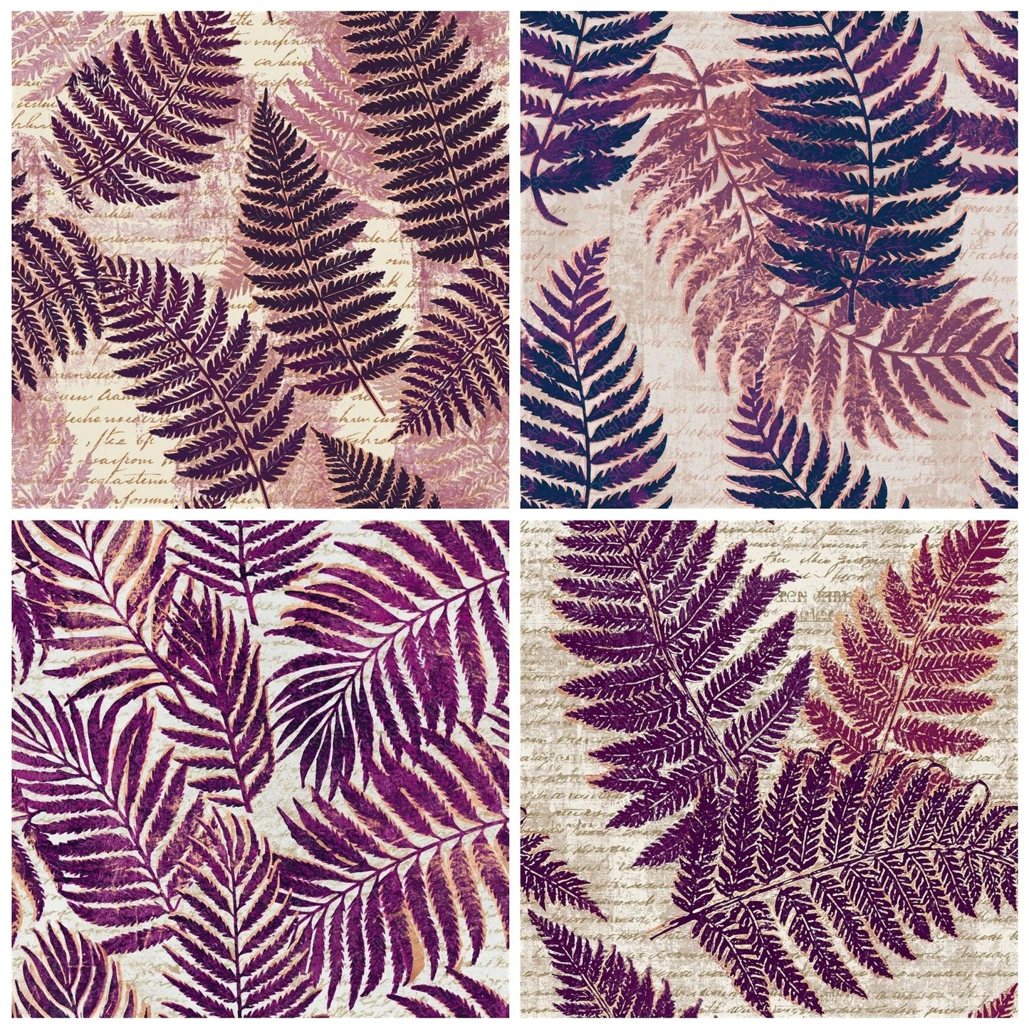 Indian Block Print Fern Plum Seamless Digital Paper Pack (DDD016495)