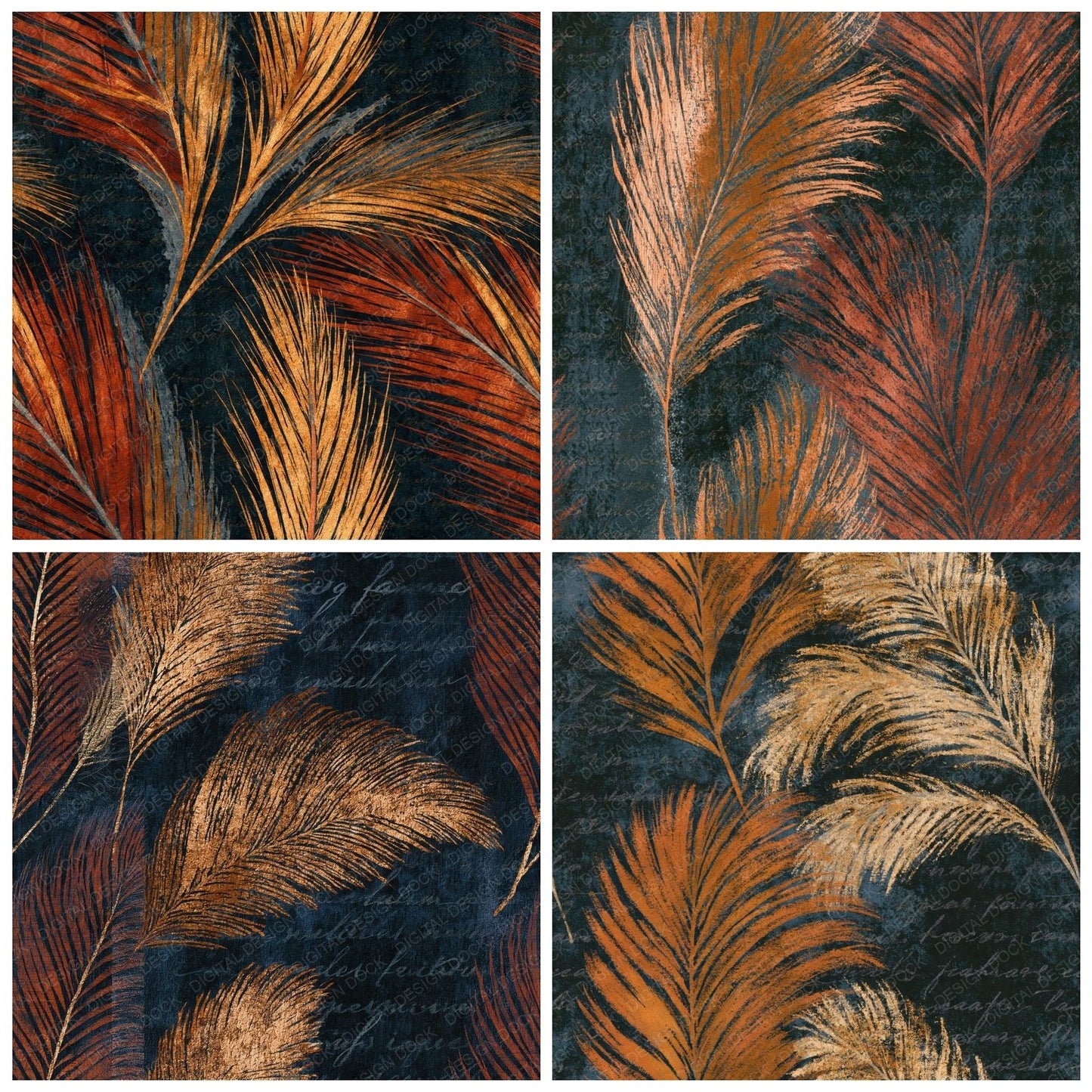 Precisionist Pampas Copper Ink Seamless Digital Paper Pack (DDD016499)