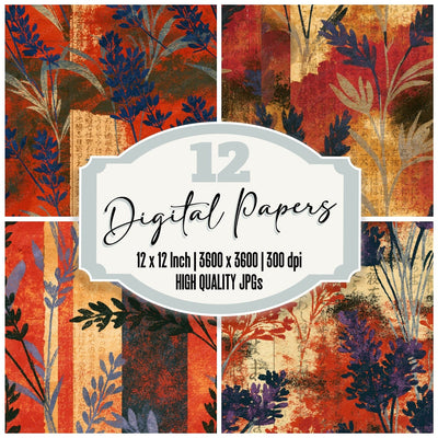 Vintage Newsprint Lavender Ember Seamless Digital Paper Pack (DDD016503)