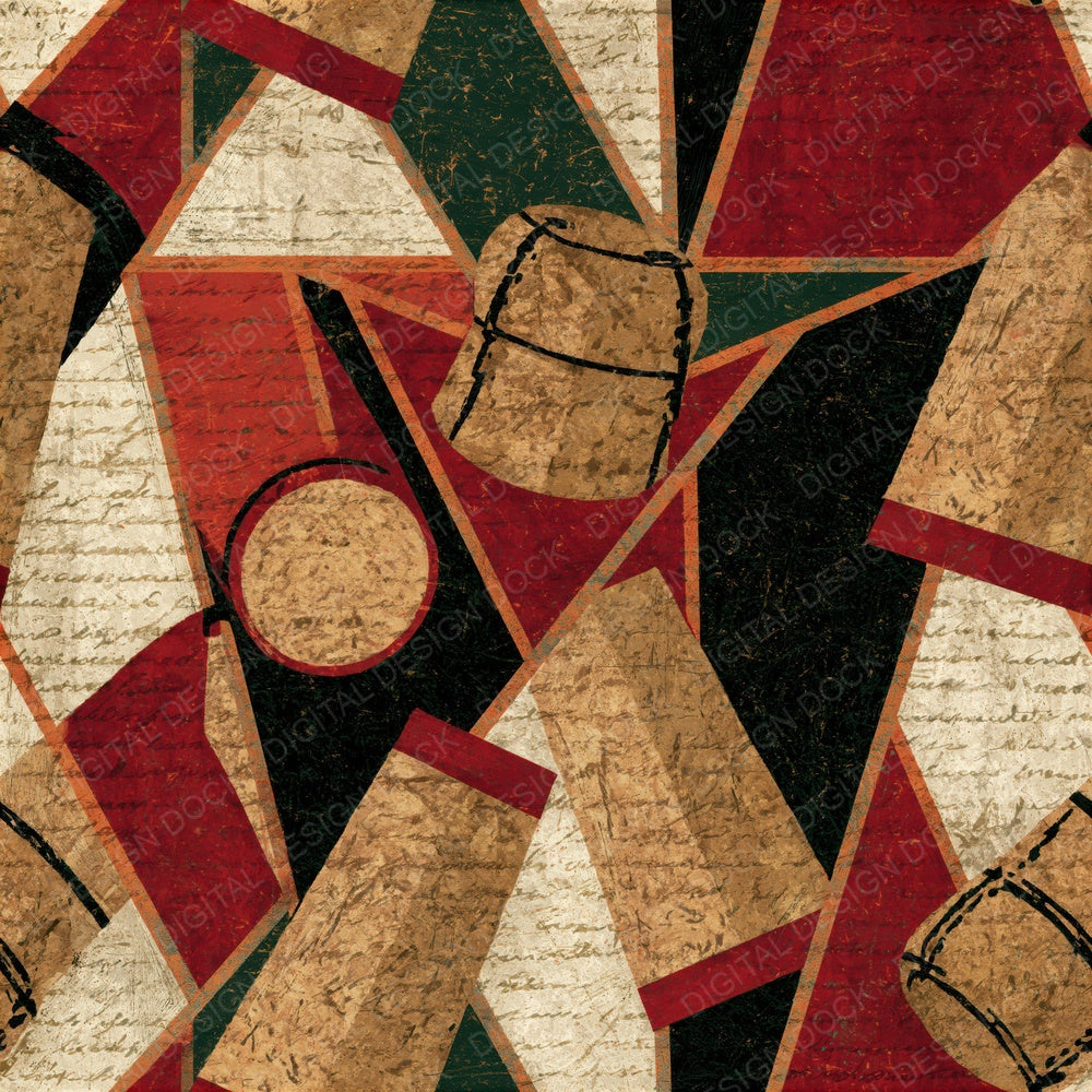 Constructivist Champagne Cork Burgundy Seamless Digital Paper Pack (DDD016509)