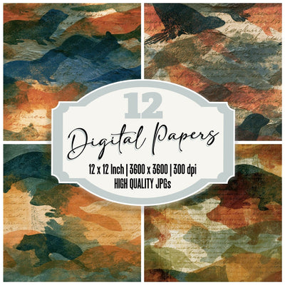 Drypoint Mink Cinnamon Moss Seamless Digital Paper Pack (DDD016510)