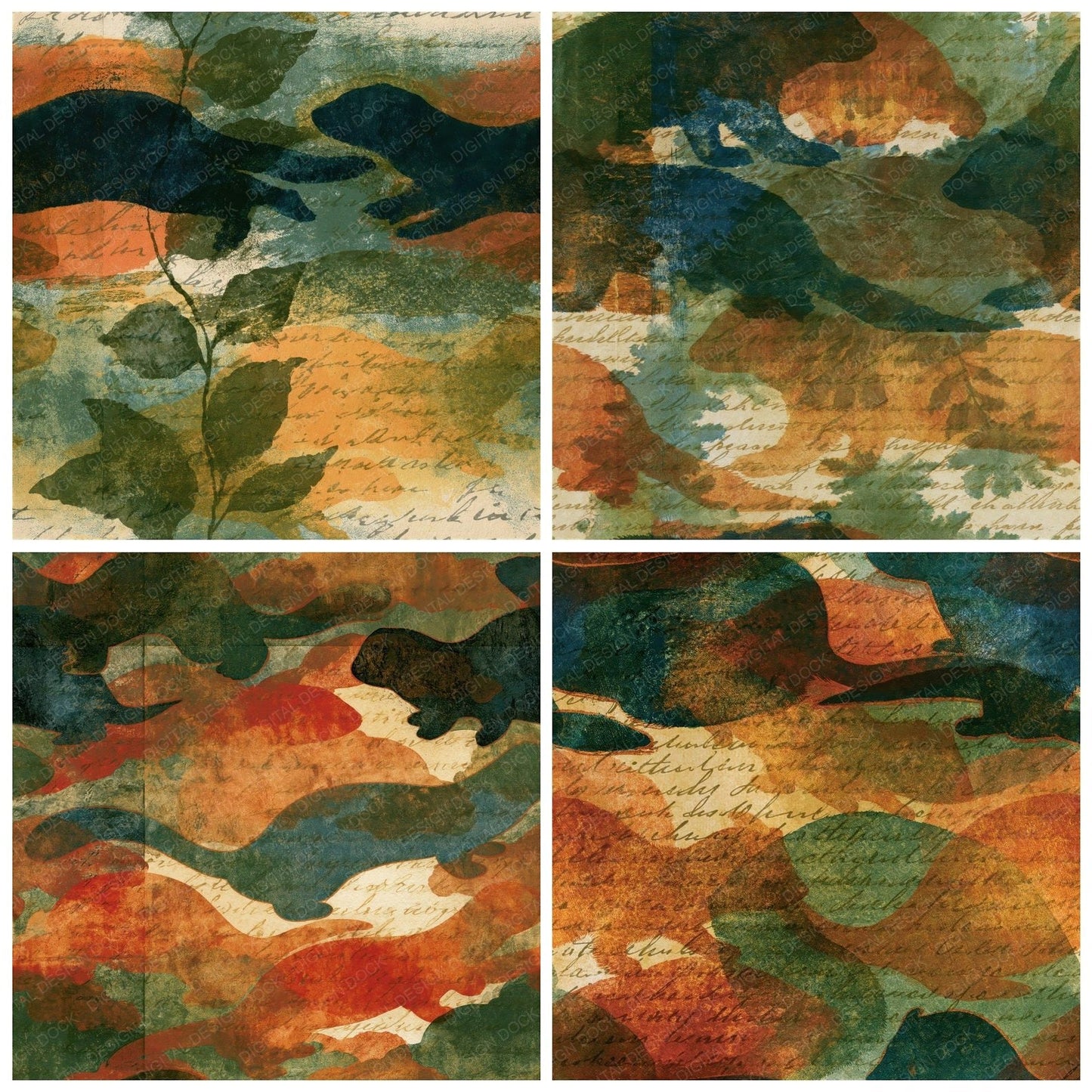 Drypoint Mink Cinnamon Moss Seamless Digital Paper Pack (DDD016510)