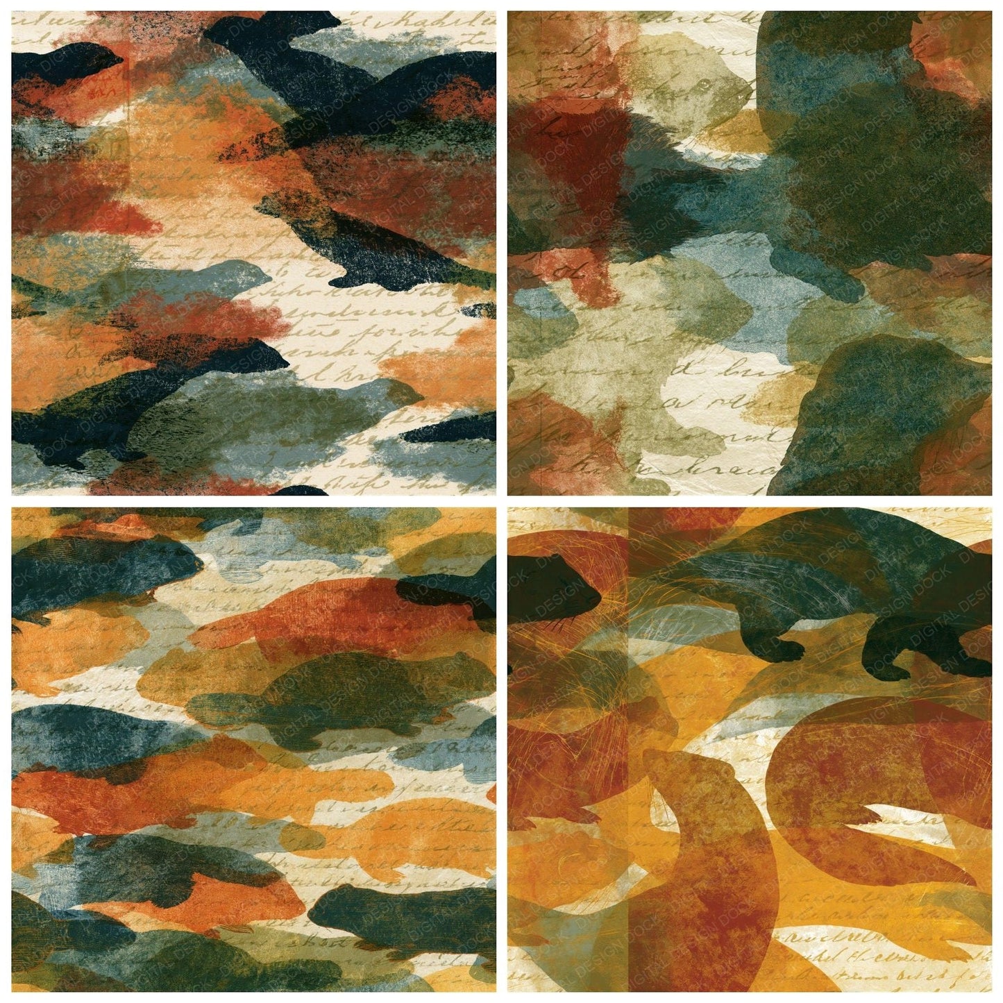 Drypoint Mink Cinnamon Moss Seamless Digital Paper Pack (DDD016510)