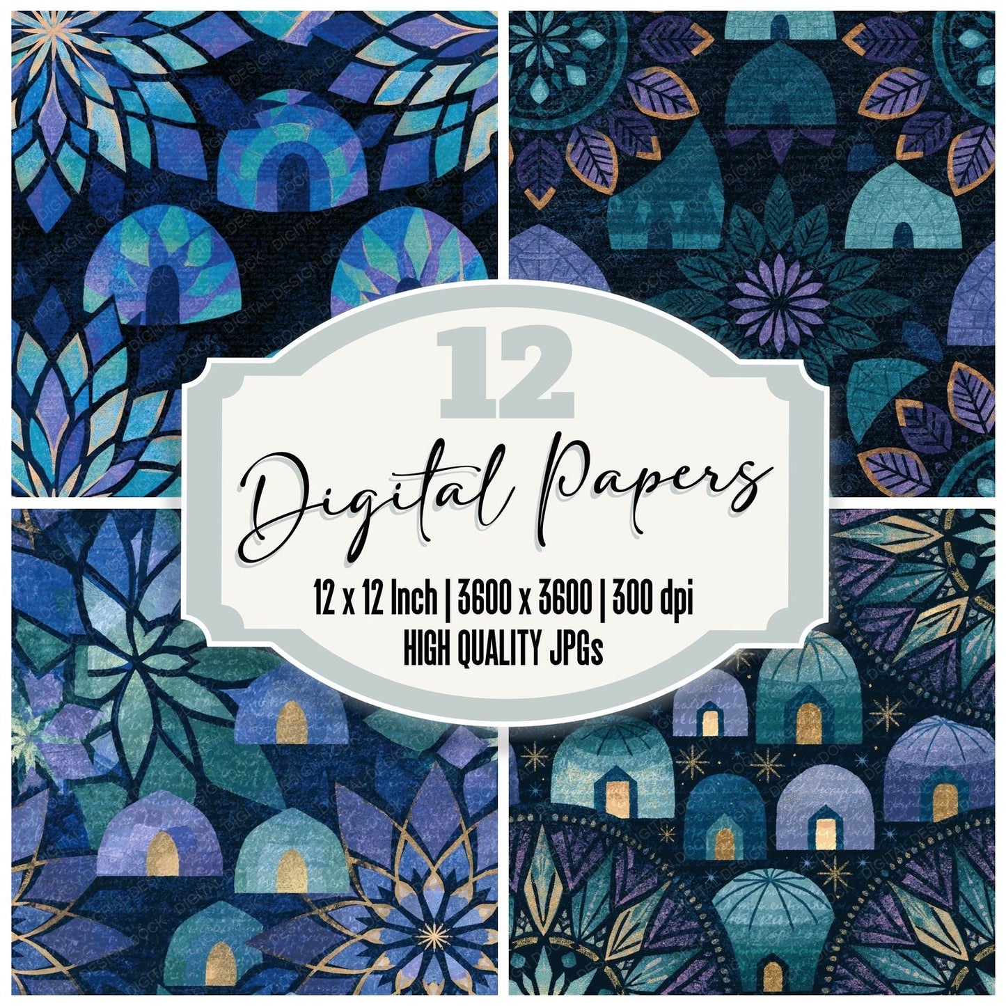 Mandala Igloo Aurora Lilac Seamless Digital Paper Pack (DDD016512)