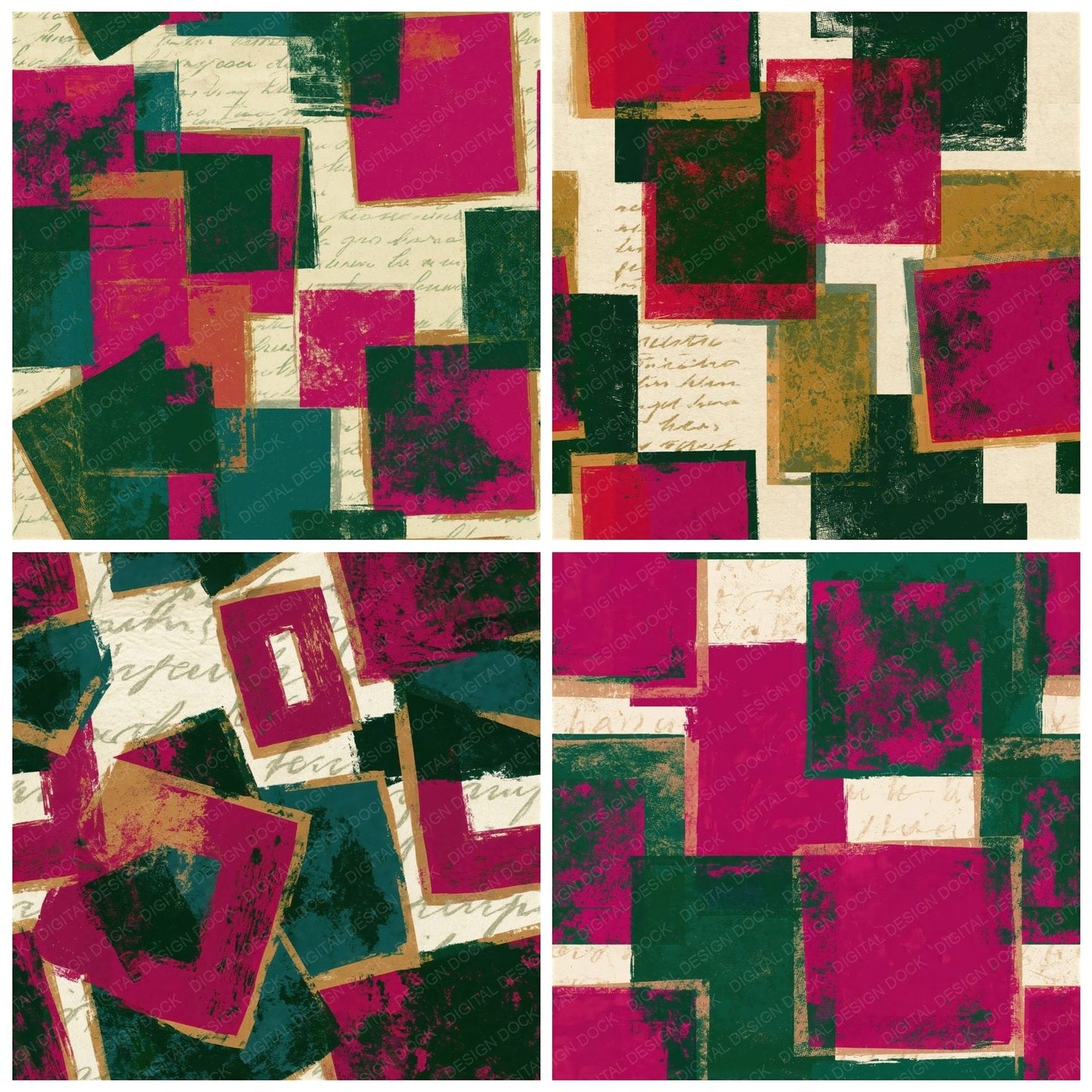 Pop Art Set Squares Magenta Seamless Digital Paper Pack (DDD016517)