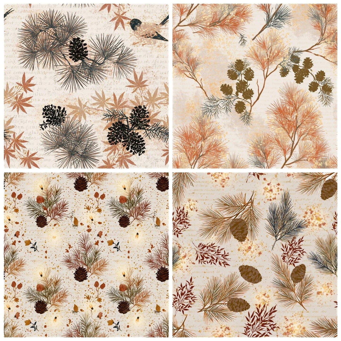 Chinoiserie Fairy Lights Terracotta Seamless Digital Paper Pack (DDD016527)