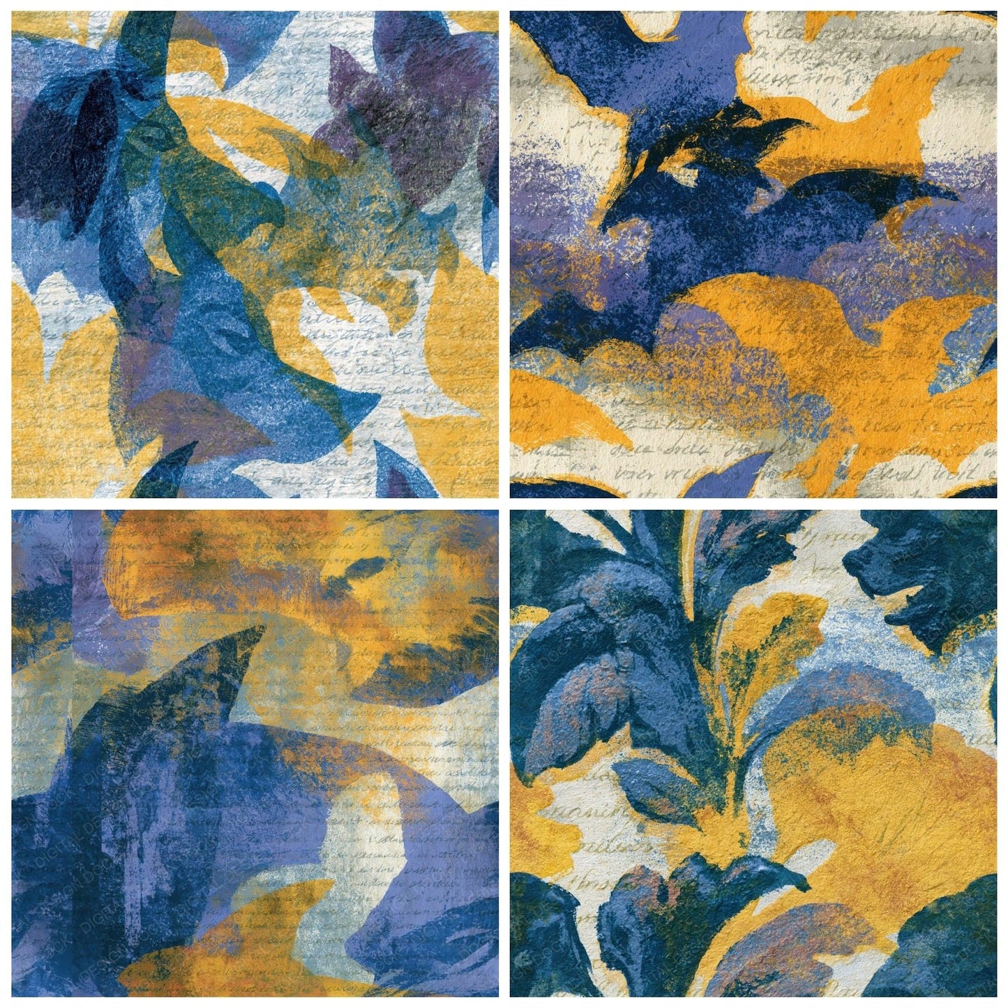 Drypoint Gargoyles Primrose Periwinkle Seamless Digital Paper Pack (DDD016528)