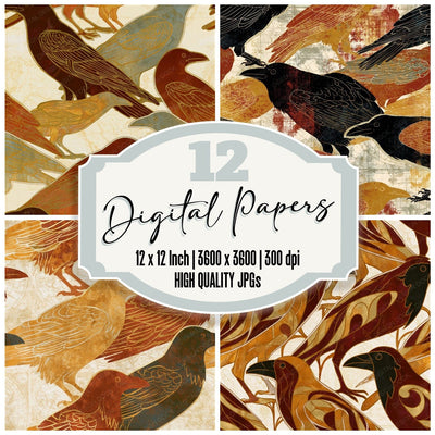 Ert Raven Familiars Rust Brass Seamless Digital Paper Pack (DDD016530)