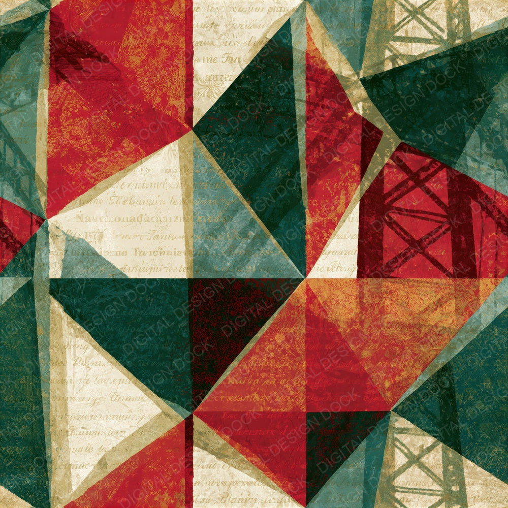 Low Poly Iron Bridges Cranberry Pine Seamless Digital Paper Pack (DDD016535)