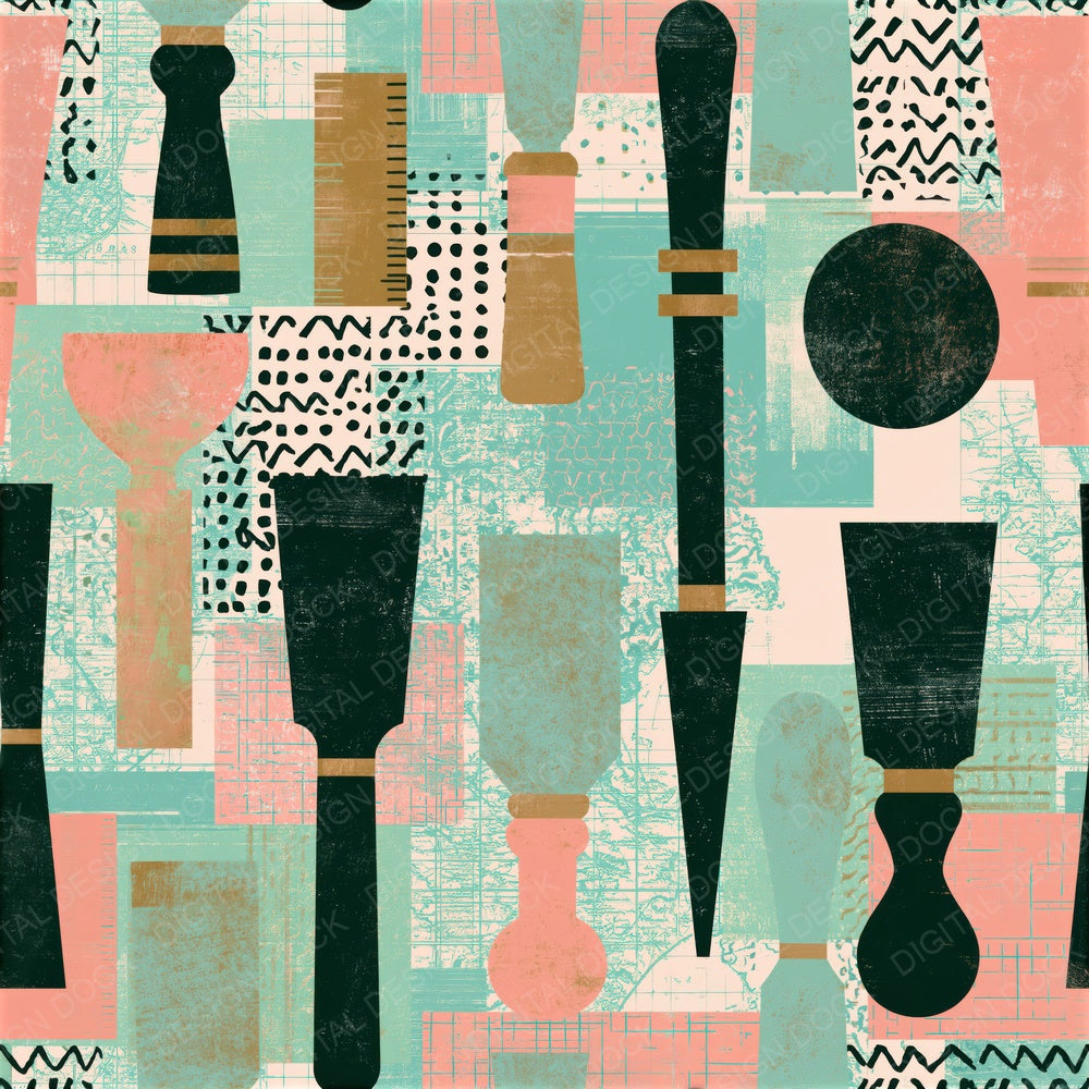 Memphis Chisels Blush Mint Seamless Digital Paper Pack (DDD016536)