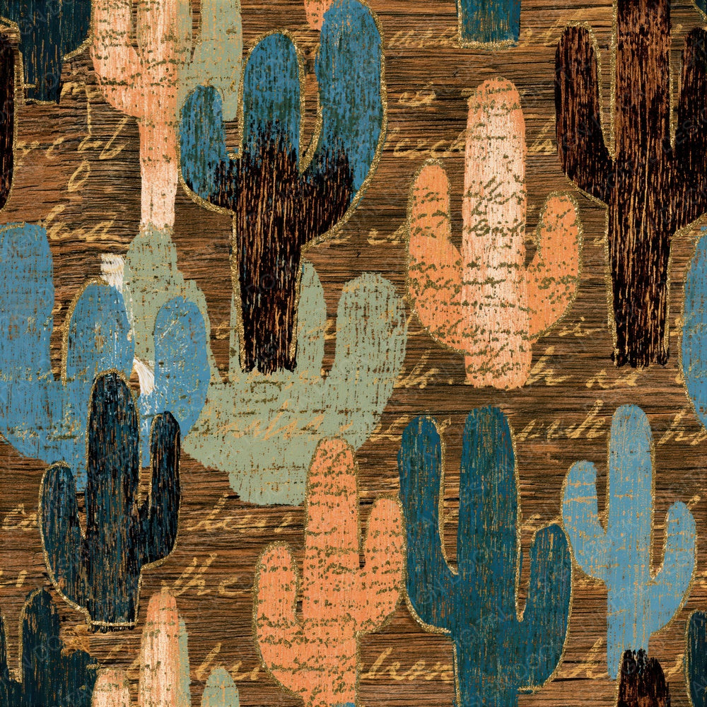 Pyrography Neon Cactus Peach Seamless Digital Paper Pack (DDD016538)