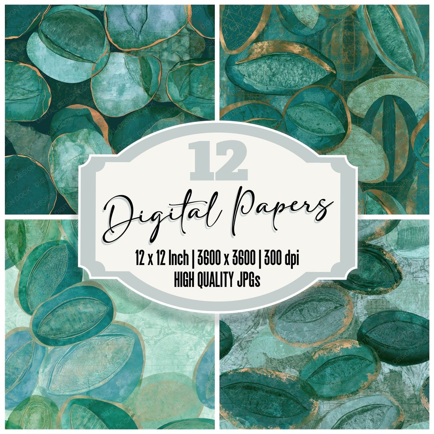 Scientific Bread Mint Jade Seamless Digital Paper Pack (DDD016541)