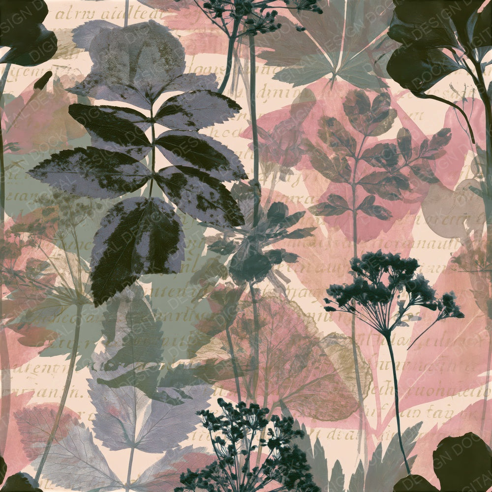 Another Solarised Botanicals Rosewater Sage Seamless digital paper shown full size