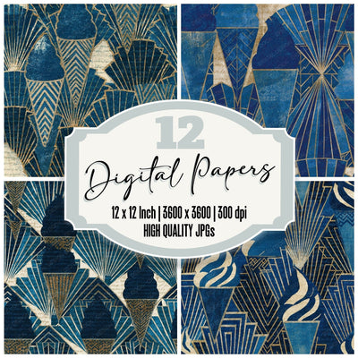 Art Deco Soft Serve Indigo Seamless Digital Paper Pack (DDD016545)