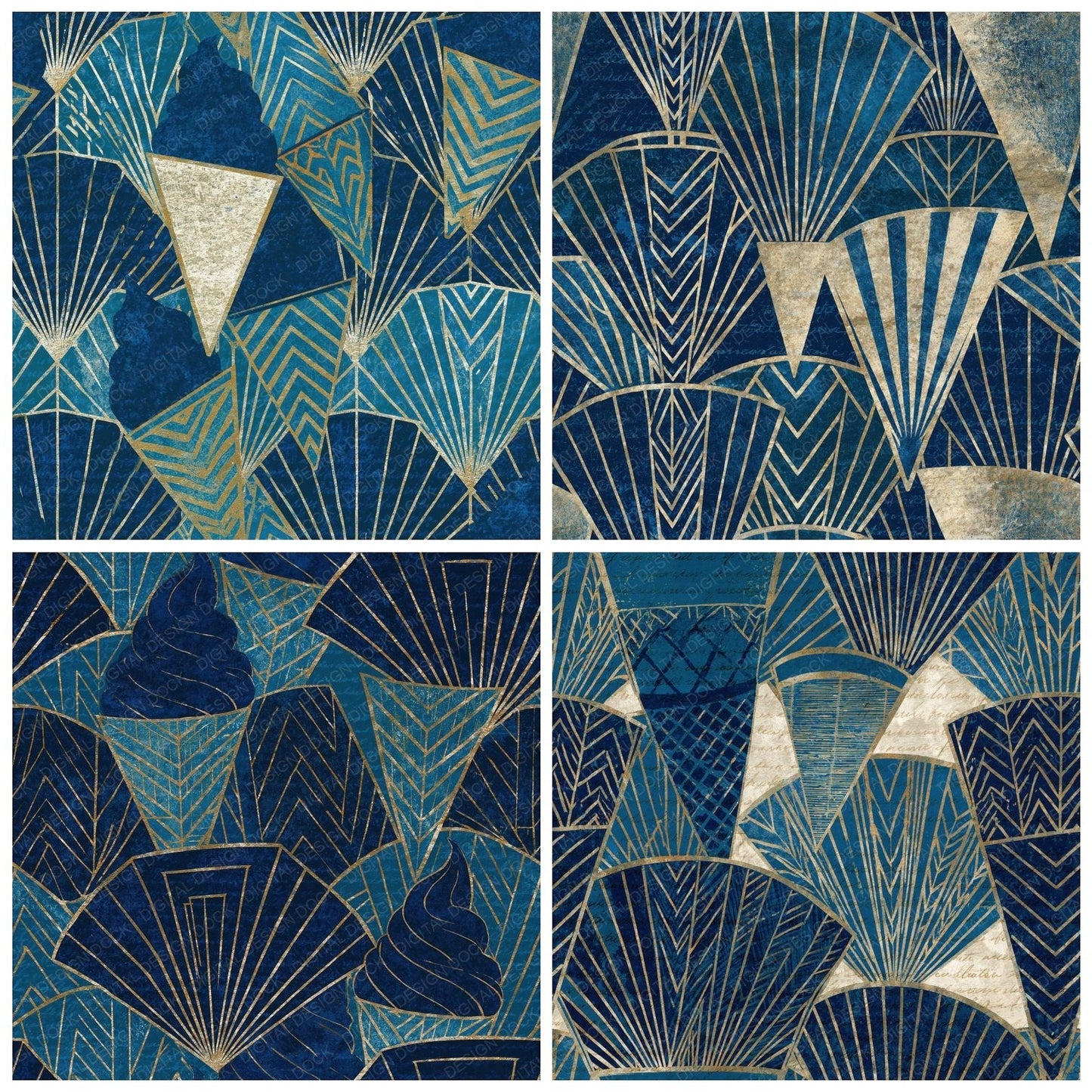 Art Deco Soft Serve Indigo Seamless Digital Paper Pack (DDD016545)