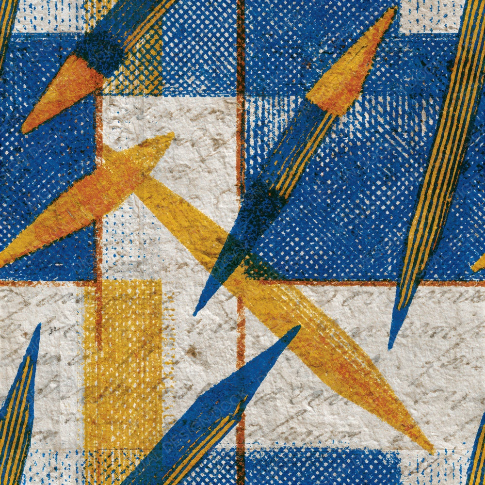Cross Hatch Knitting Needles Cobalt Yellow Seamless Digital Paper Pack (DDD016550)