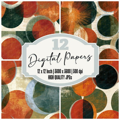Edwardian Eclipse Terracotta Olive Seamless Digital Paper Pack (DDD016552)