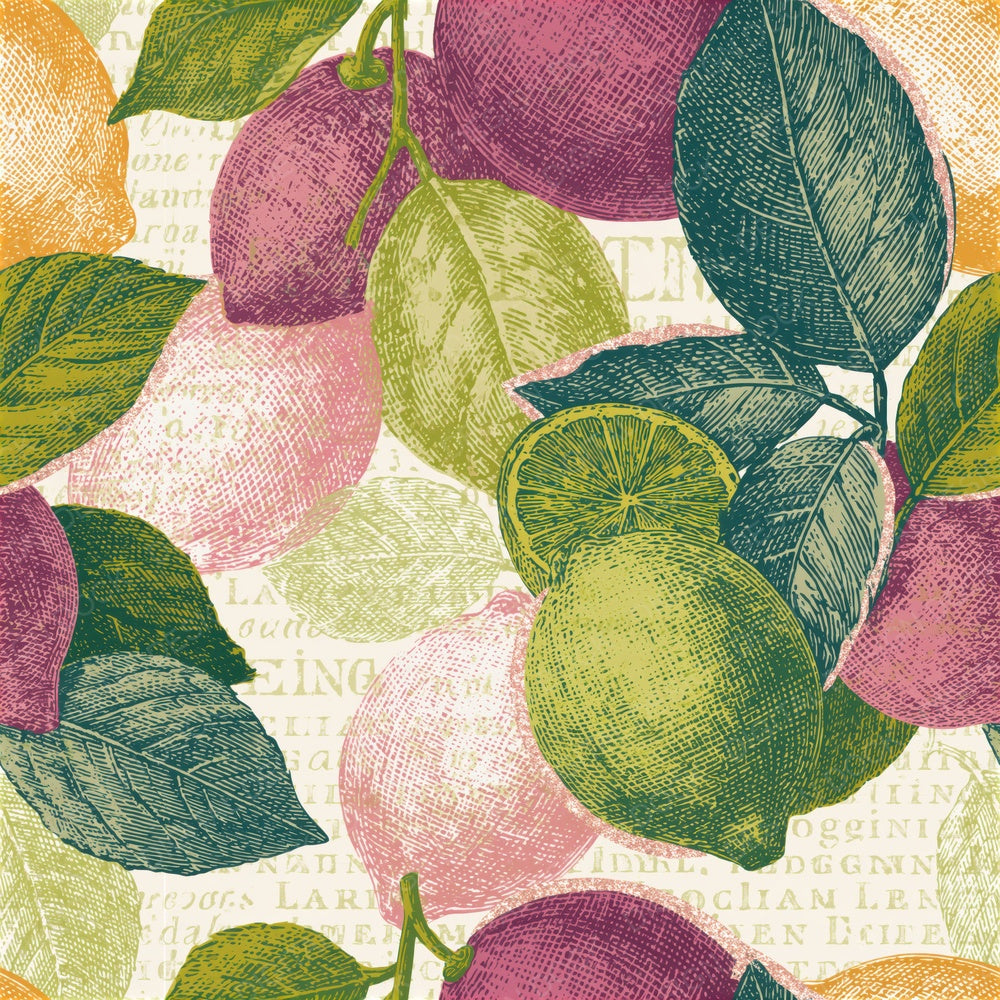 Engraving Citrus Pistachio Raspberry Seamless Digital Paper Pack (DDD016553)