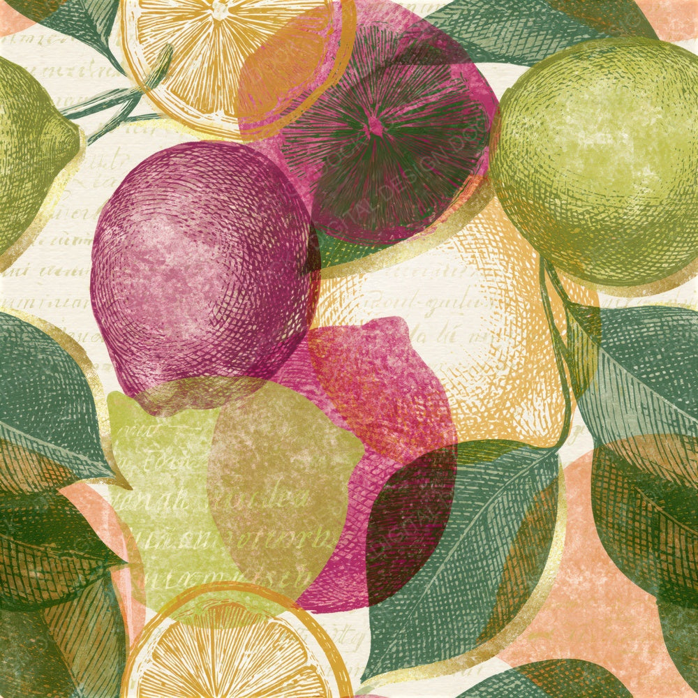 Engraving Citrus Pistachio Raspberry Seamless Digital Paper Pack (DDD016553)