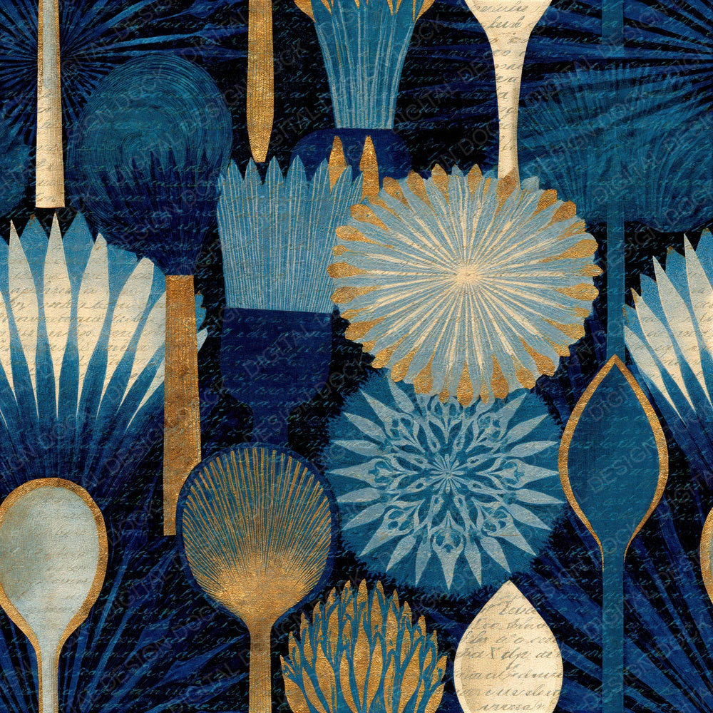 Haeckel Wooden Spoons Navy Bone Seamless Digital Paper Pack (DDD016556)