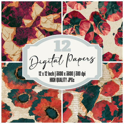 Low Poly Crater Lakes Berry Spruce Seamless Digital Paper Pack (DDD016557)