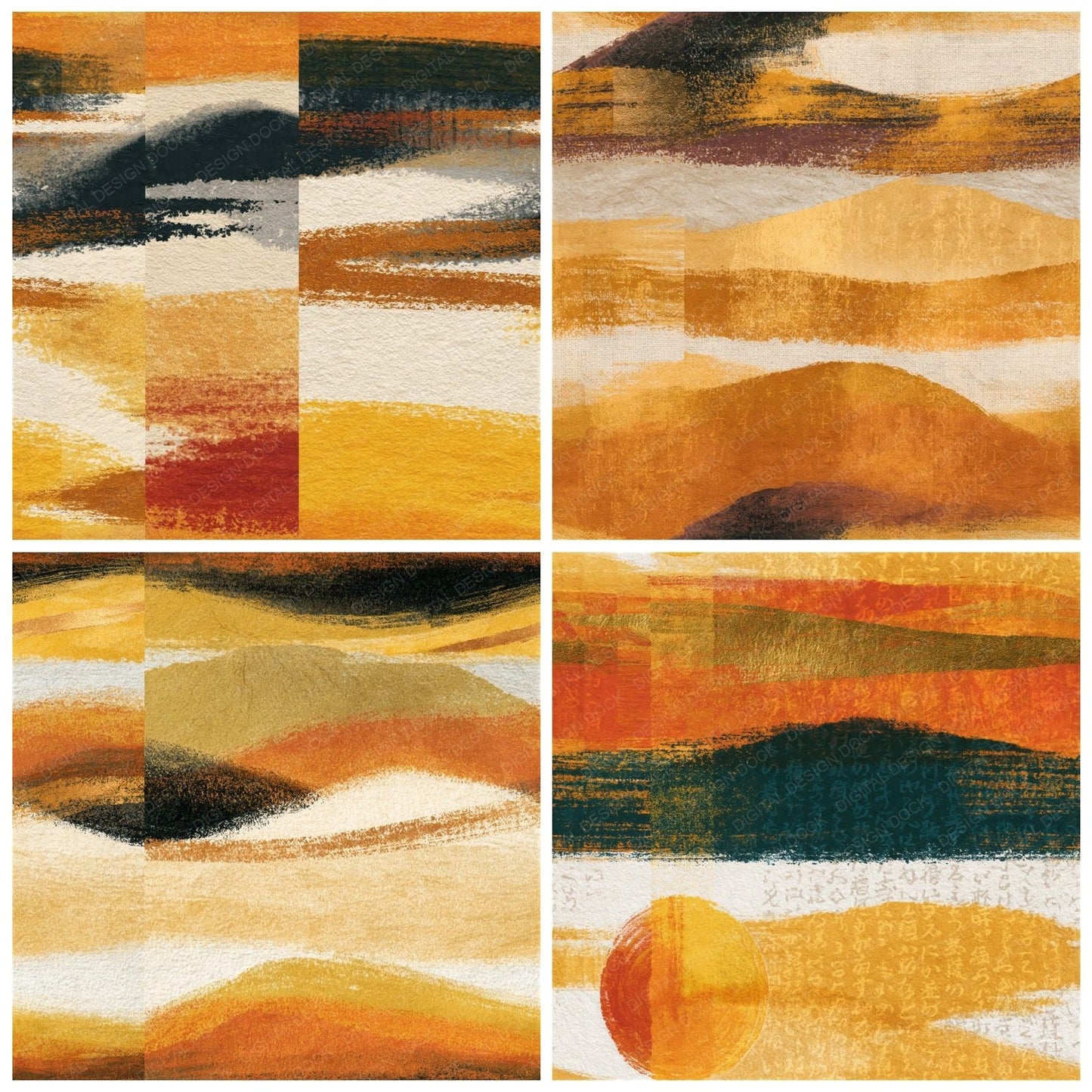 Lithograph Wheat Ochre Tonal Seamless Digital Paper Pack (DDD016569)