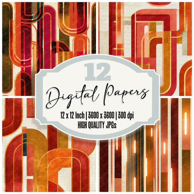 Mid Century Neon Racetrack Copper Rose Seamless Digital Paper Pack (DDD016570)