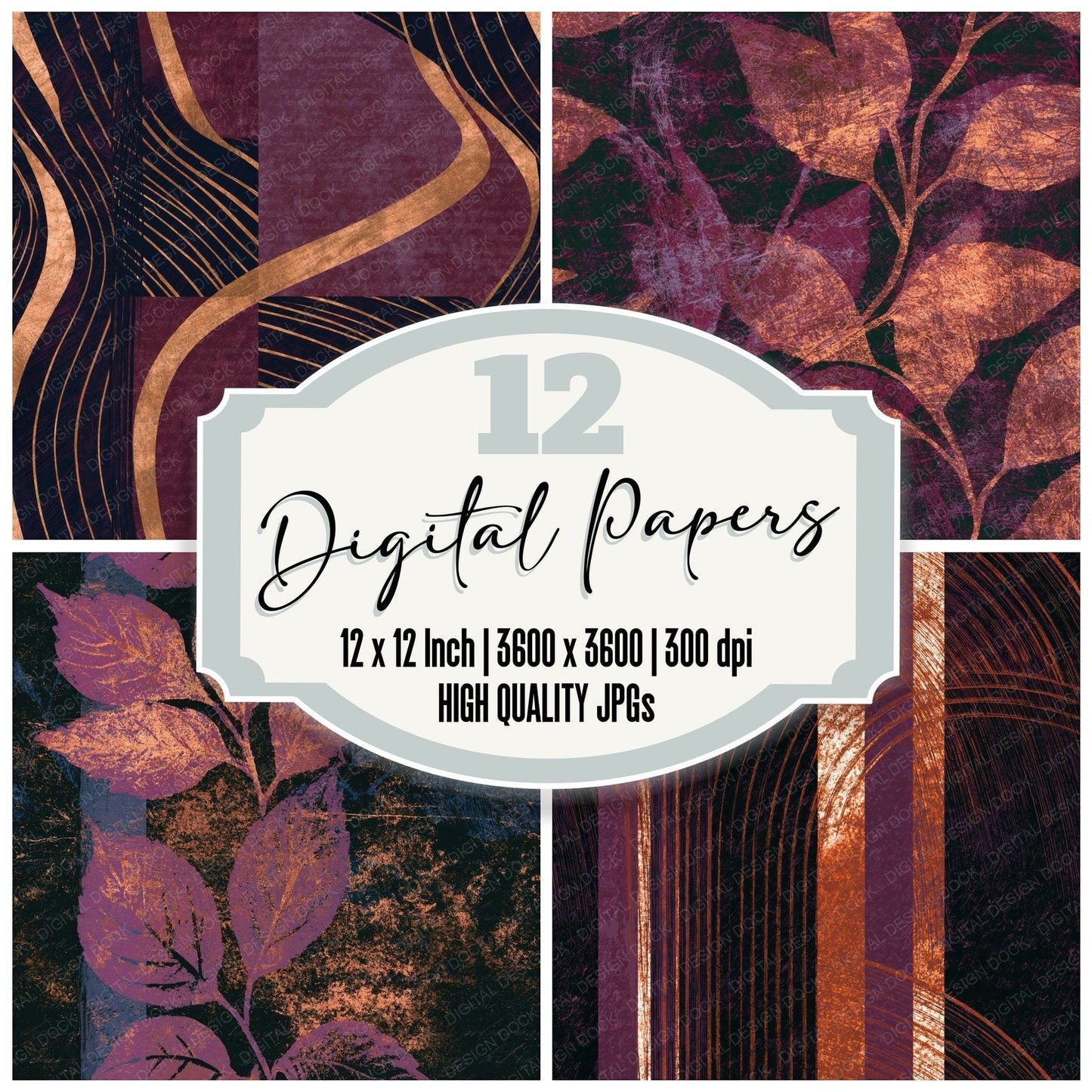 Scratchboard Copper Mauve Tonal Seamless Digital Paper Pack (DDD016575)