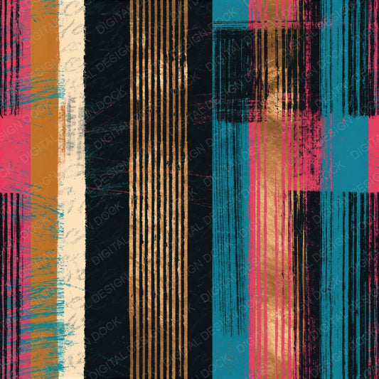 Scratchboard Turquoise Pink Ochre Abstract Seamless Digital Paper Pack (DDD016577)