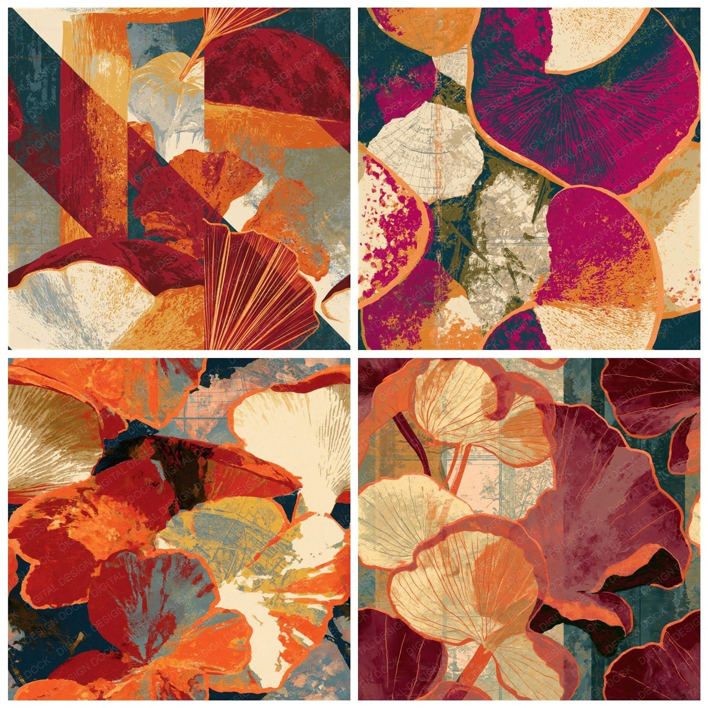 Vintage Travel Jelly Fungi Merlot Seamless Digital Paper Pack (DDD016578)