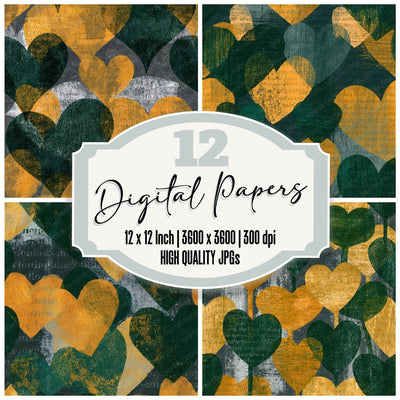 Lithograph Love Hearts Forest Saffron Seamless Digital Paper Pack (DDD016627)