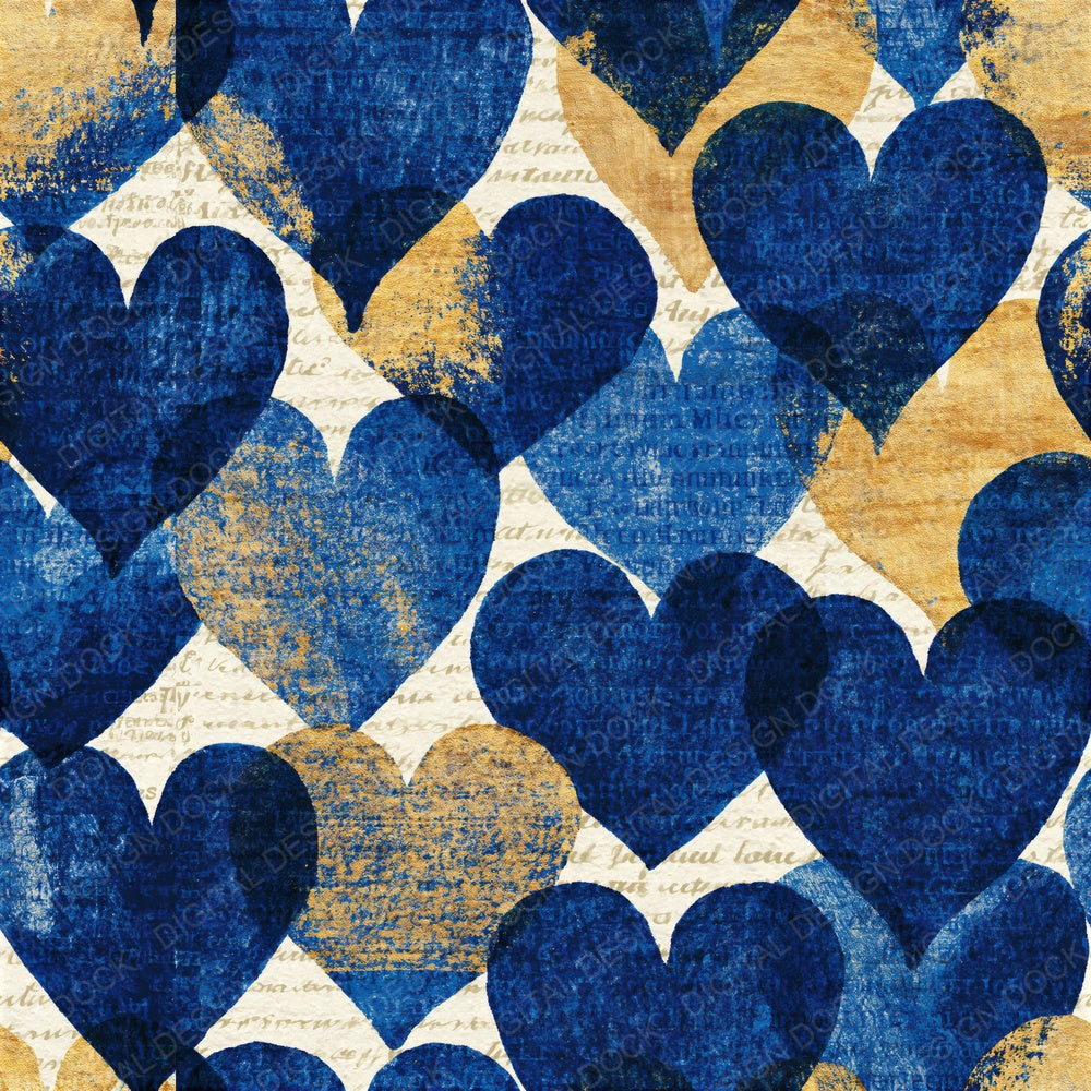 Lithograph Love Hearts Indigo Ivory Seamless Digital Paper Pack (DDD016628)