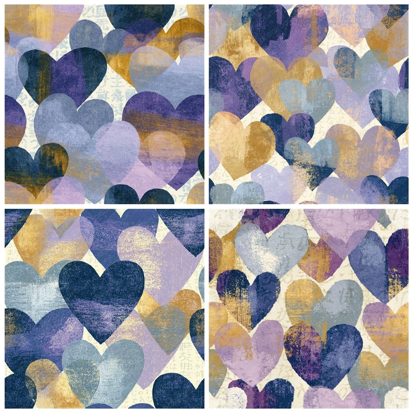 Screenprint Love Hearts Lavender Seamless Digital Paper Pack (DDD016639)